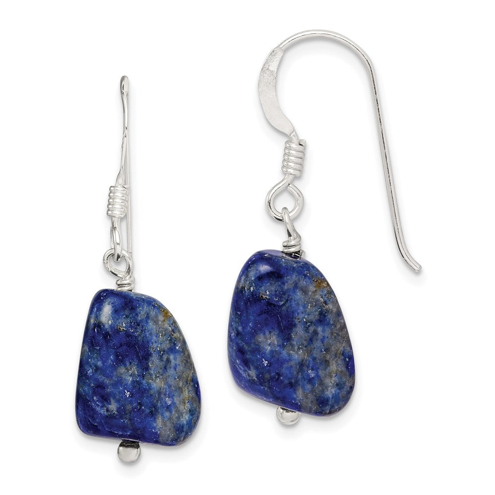 Sterling Silver Polished Blue Lapis Dangle Earrings, 31 x 12 mm
