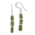 Sterling Silver Polished Green Russian Serpentine Dangle Earrings, 42 x 4 mm