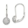 Sterling Silver Rhodium-plated CZ Leverback Earrings, 24 x 15 mm