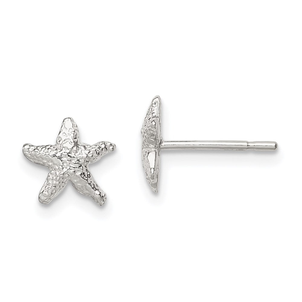 Sterling Silver Starfish Mini Earrings, 7 x 7 mm