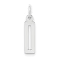 Sterling Silver/Rhodium-plated Elongated Polished Number 0 Charm, 20 x 4 mm