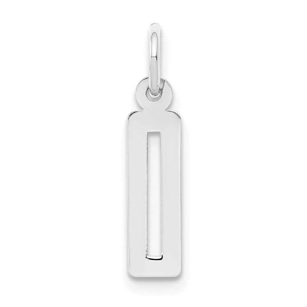 Sterling Silver/Rhodium-plated Elongated Polished Number 0 Charm, 20 x 4 mm