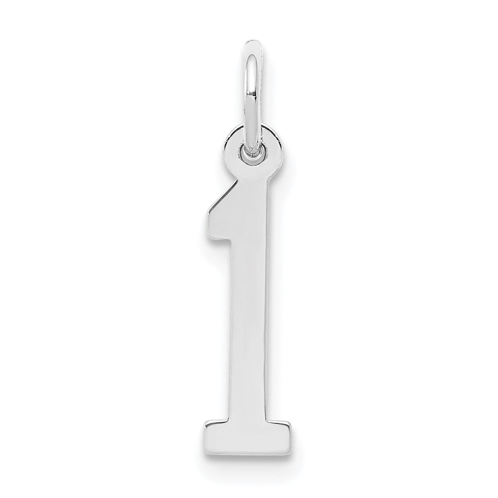 Sterling Silver/Rhodium-plated Elongated Polished Number 1 Charm, 20 x 4 mm