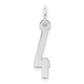 Sterling Silver/Rhodium-plated Elongated Polished Number 4 Charm, 20 x 4 mm
