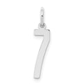 Sterling Silver/Rhodium-plated Elongated Polished Number 7 Charm, 20 x 4 mm