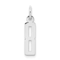 Sterling Silver/Rhodium-plated Elongated Polished Number 8 Charm, 20 x 4 mm