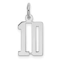Sterling Silver/Rhodium-plated Elongated Number 10 Charm, 20 x 8 mm
