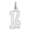 Sterling Silver/Rhodium-plated Elongated Number 14 Charm, 20 x 8 mm