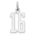 Sterling Silver/Rhodium-plated Elongated Number 16 Charm, 20 x 8 mm