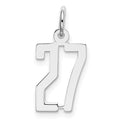 Sterling Silver/Rhodium-plated Elongated Number 27 Charm, 20 x 8 mm