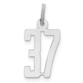 Sterling Silver/Rhodium-plated Elongated Number 37 Charm, 20 x 8 mm