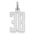 Sterling Silver/Rhodium-plated Elongated Number 38 Charm, 20 x 8 mm