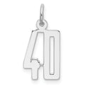 Sterling Silver/Rhodium-plated Elongated Number 40 Charm, 20 x 8 mm