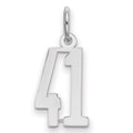 Sterling Silver/Rhodium-plated Elongated Number 41 Charm, 20 x 8 mm