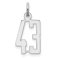 Sterling Silver/Rhodium-plated Elongated Number 43 Charm, 20 x 8 mm