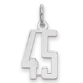 Sterling Silver/Rhodium-plated Elongated Number 45 Charm, 20 x 8 mm