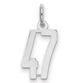 Sterling Silver/Rhodium-plated Elongated Number 47 Charm, 20 x 8 mm