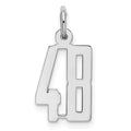 Sterling Silver/Rhodium-plated Elongated Number 48 Charm, 20 x 8 mm