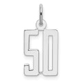 Sterling Silver/Rhodium-plated Elongated Number 50 Charm, 20 x 8 mm