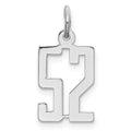 Sterling Silver/Rhodium-plated Elongated Number 52 Charm, 20 x 8 mm