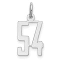 Sterling Silver/Rhodium-plated Elongated Number 54 Charm, 20 x 8 mm