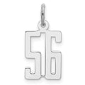 Sterling Silver/Rhodium-plated Elongated Number 56 Charm, 20 x 8 mm