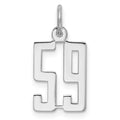 Sterling Silver/Rhodium-plated Elongated Number 59 Charm, 20 x 8 mm