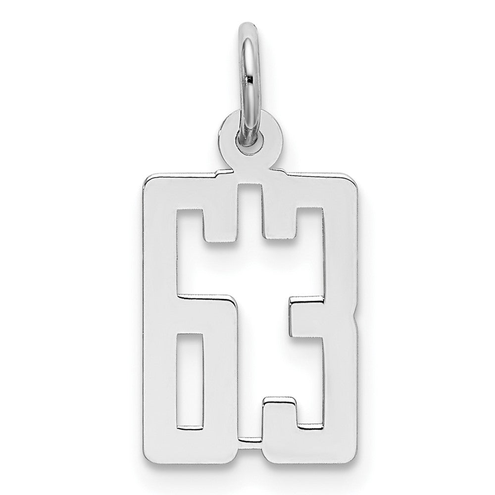 Sterling Silver/Rhodium-plated Elongated Number 63 Charm, 20 x 8 mm