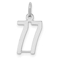 Sterling Silver/Rhodium-plated Elongated Number 77 Charm, 20 x 8 mm