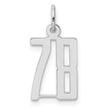 Sterling Silver/Rhodium-plated Elongated Number 78 Charm, 20 x 8 mm