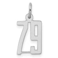 Sterling Silver/Rhodium-plated Elongated Number 79 Charm, 20 x 8 mm