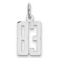 Sterling Silver/Rhodium-plated Elongated Number 83 Charm, 20 x 8 mm