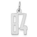 Sterling Silver/Rhodium-plated Elongated Number 84 Charm, 20 x 8 mm