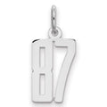 Sterling Silver/Rhodium-plated Elongated Number 87 Charm, 20 x 8 mm