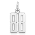Sterling Silver/Rhodium-plated Elongated Number 88 Charm, 20 x 8 mm