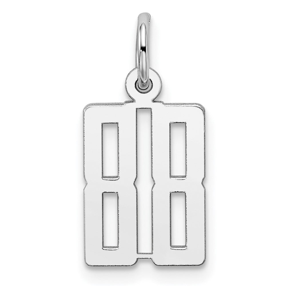 Sterling Silver/Rhodium-plated Elongated Number 88 Charm, 20 x 8 mm