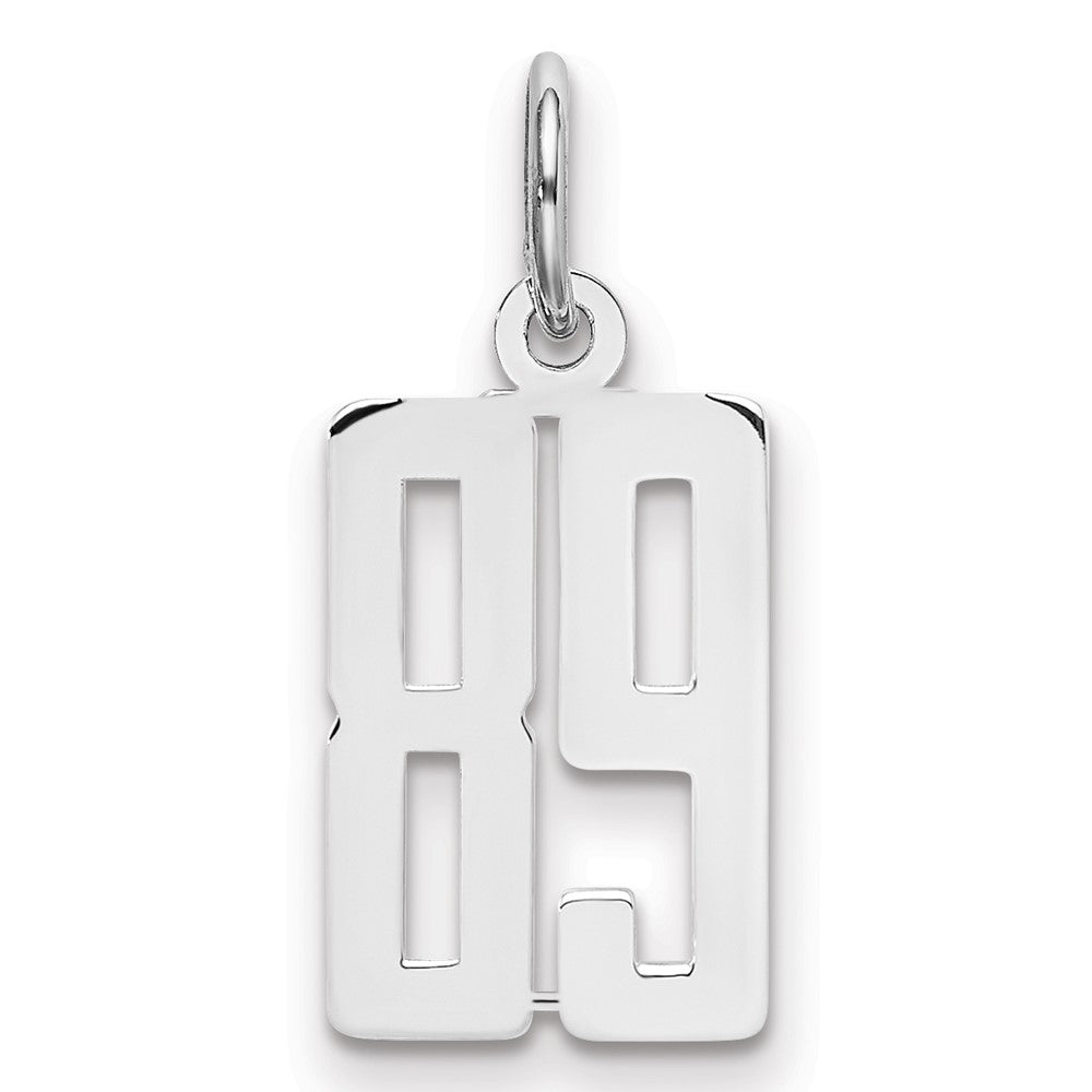 Sterling Silver/Rhodium-plated Elongated Number 89 Charm, 20 x 8 mm