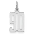 Sterling Silver/Rhodium-plated Elongated Number 90 Charm, 20 x 8 mm