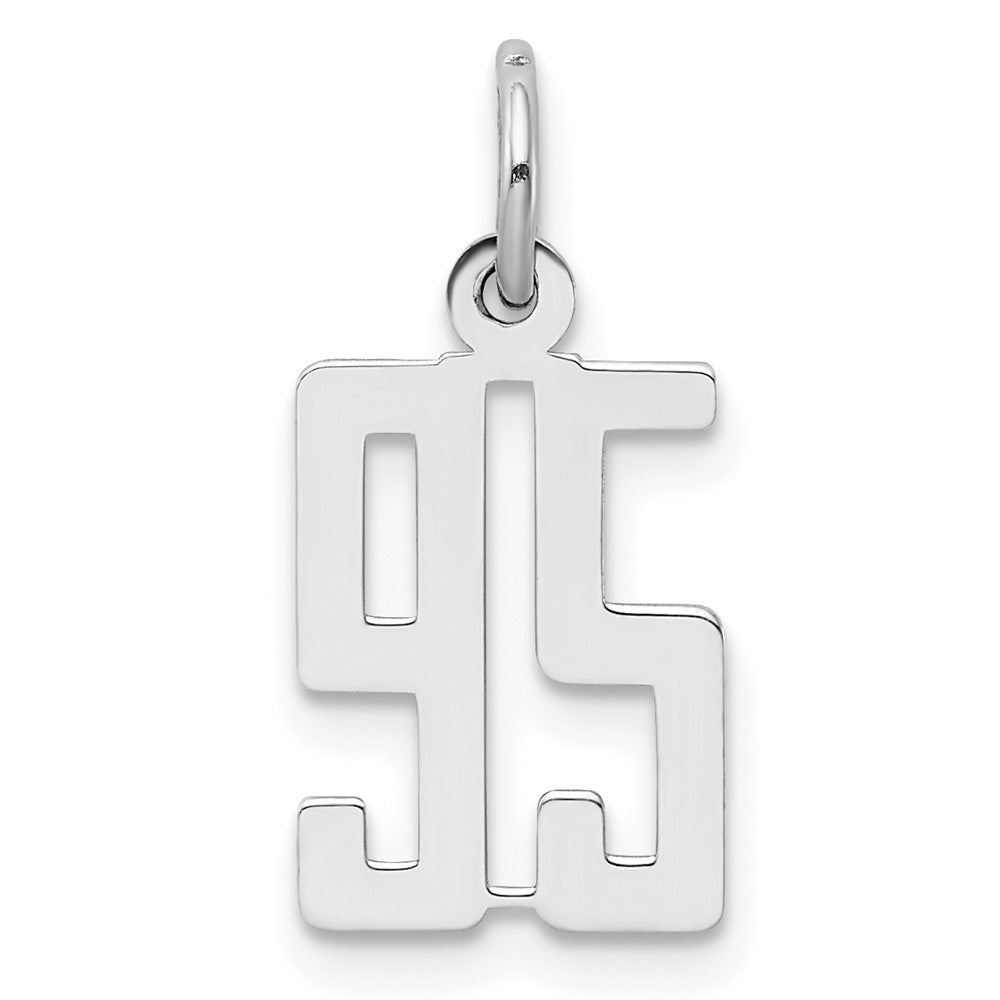 Sterling Silver/Rhodium-plated Elongated Number 95 Charm, 20 x 8 mm