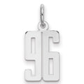 Sterling Silver/Rhodium-plated Elongated Number 96 Charm, 20 x 8 mm