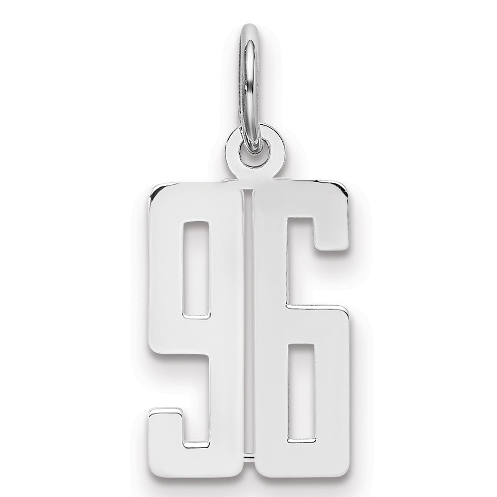 Sterling Silver/Rhodium-plated Elongated Number 96 Charm, 20 x 8 mm