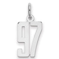 Sterling Silver/Rhodium-plated Elongated Number 97 Charm, 20 x 8 mm