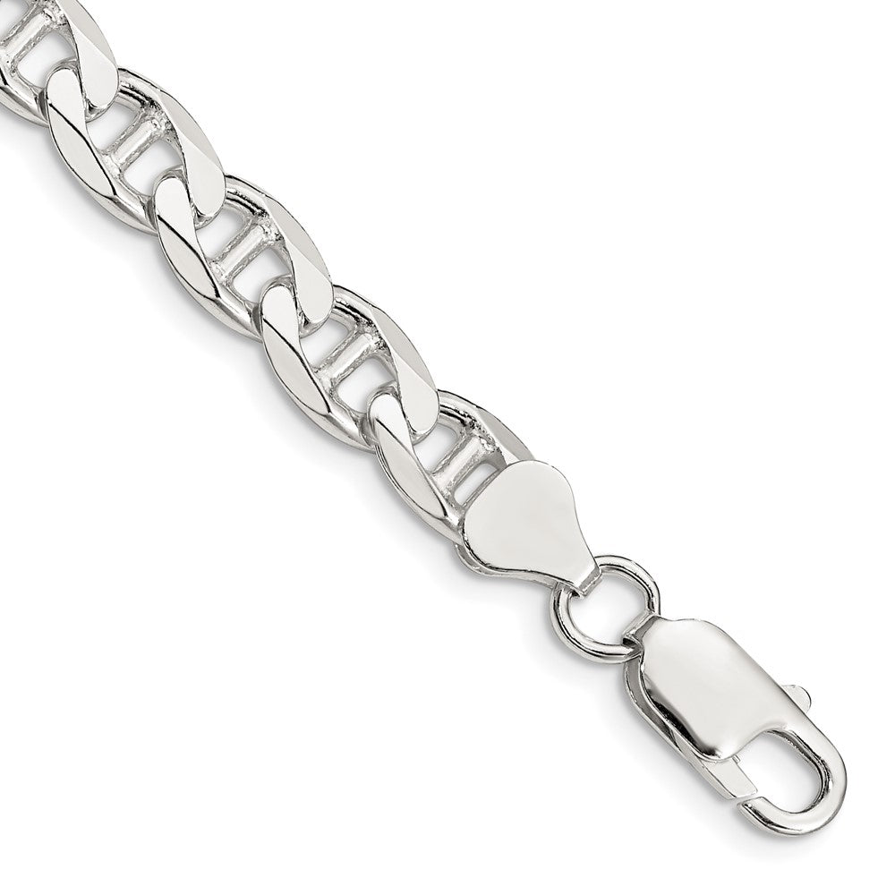 Sterling Silver 7.4mm D/C Flat Anchor Curb Chain, 9 x 7.4 mm