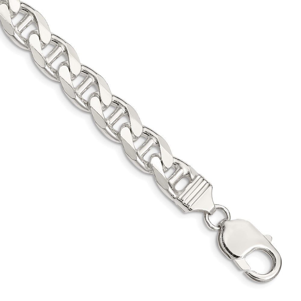Sterling Silver 9mm D/C Flat Anchor Curb Chain, 9 x 9 mm