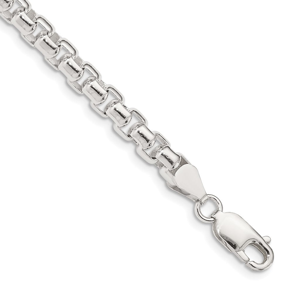 Sterling Silver 5.2mm Round Box Chain, 8.5 x 5.2 mm