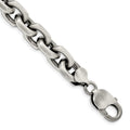 Sterling Silver Antiqued 8.6mm D/C Elongated Open Link Chain, 8.5 x 8.6 mm