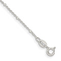 Sterling Silver 1.25mm Rolo with Beads Chain Anklet, 9 x 1.25 mm
