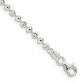 Sterling Silver 3mm Fancy Beaded Chain Anklet, 10 x 3 mm