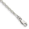 Sterling Silver 2.75mm Flat Link Cable Chain, 7 x 2.75 mm