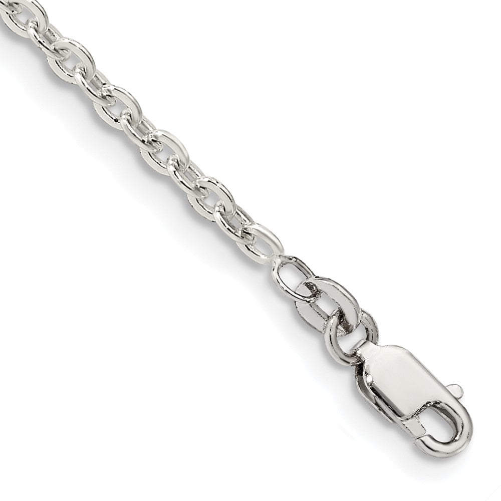 Sterling Silver 2.75mm Flat Link Cable Chain, 7 x 2.75 mm